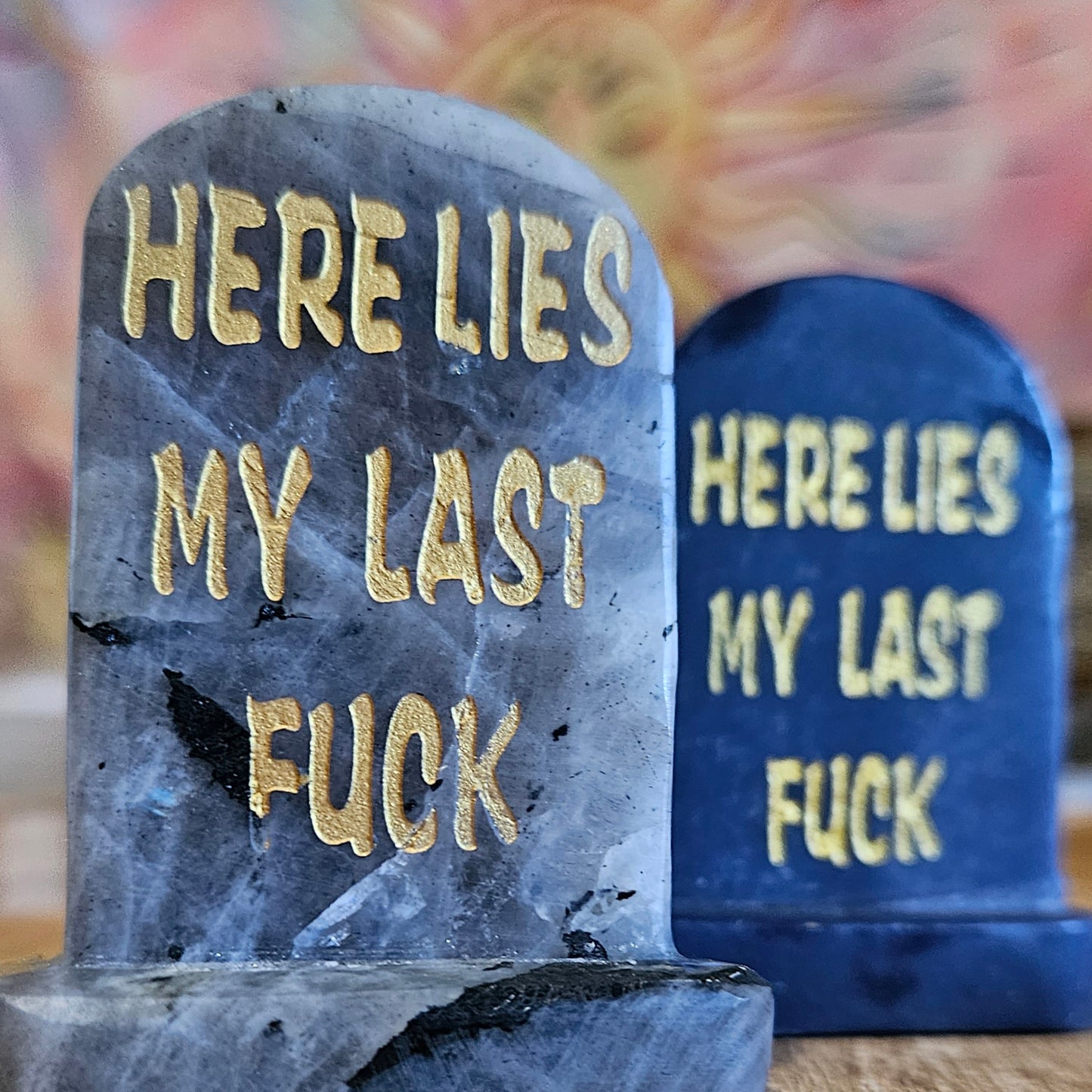 Here Lies My Last Fuck Headstone Carving. *Available in assorted materials*.