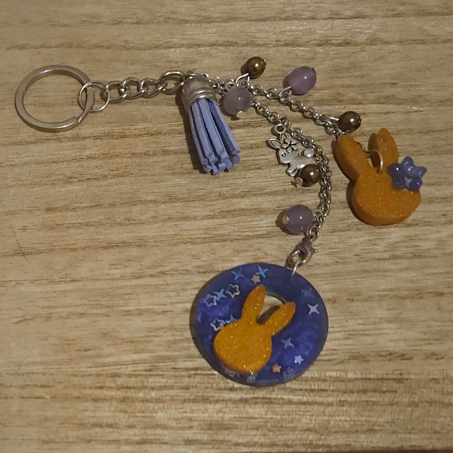 Boujee Bunny Amethyst & Pyrite Handmade Keychain.