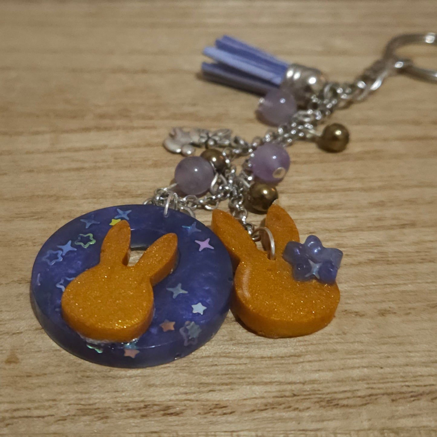 Boujee Bunny Amethyst & Pyrite Handmade Keychain.