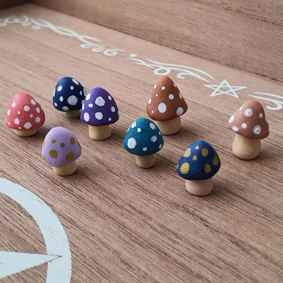 Mini Shrooms. Miniature Hand made & Decorated Mushrooms. Lots of 5, 10 & 15