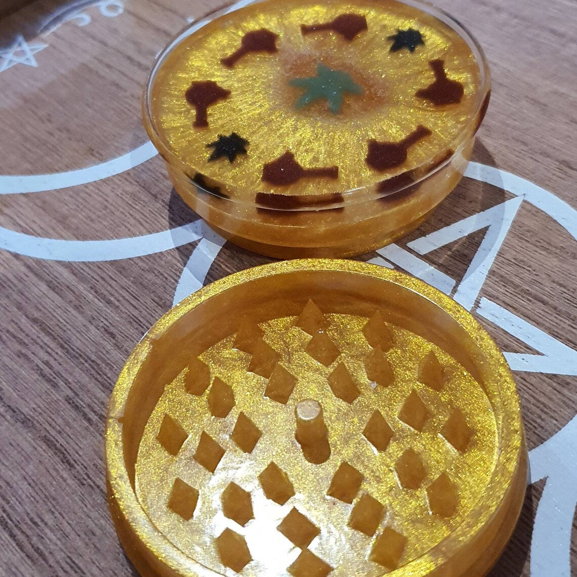 Gold and Burgundy Herb/tobacco/canna Grinder, Unique Handmade Grinder.