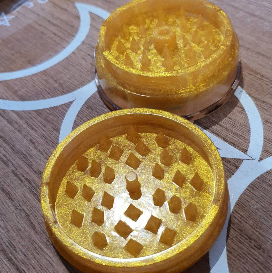 Gold and Burgundy Herb/tobacco/canna Grinder, Unique Handmade Grinder.