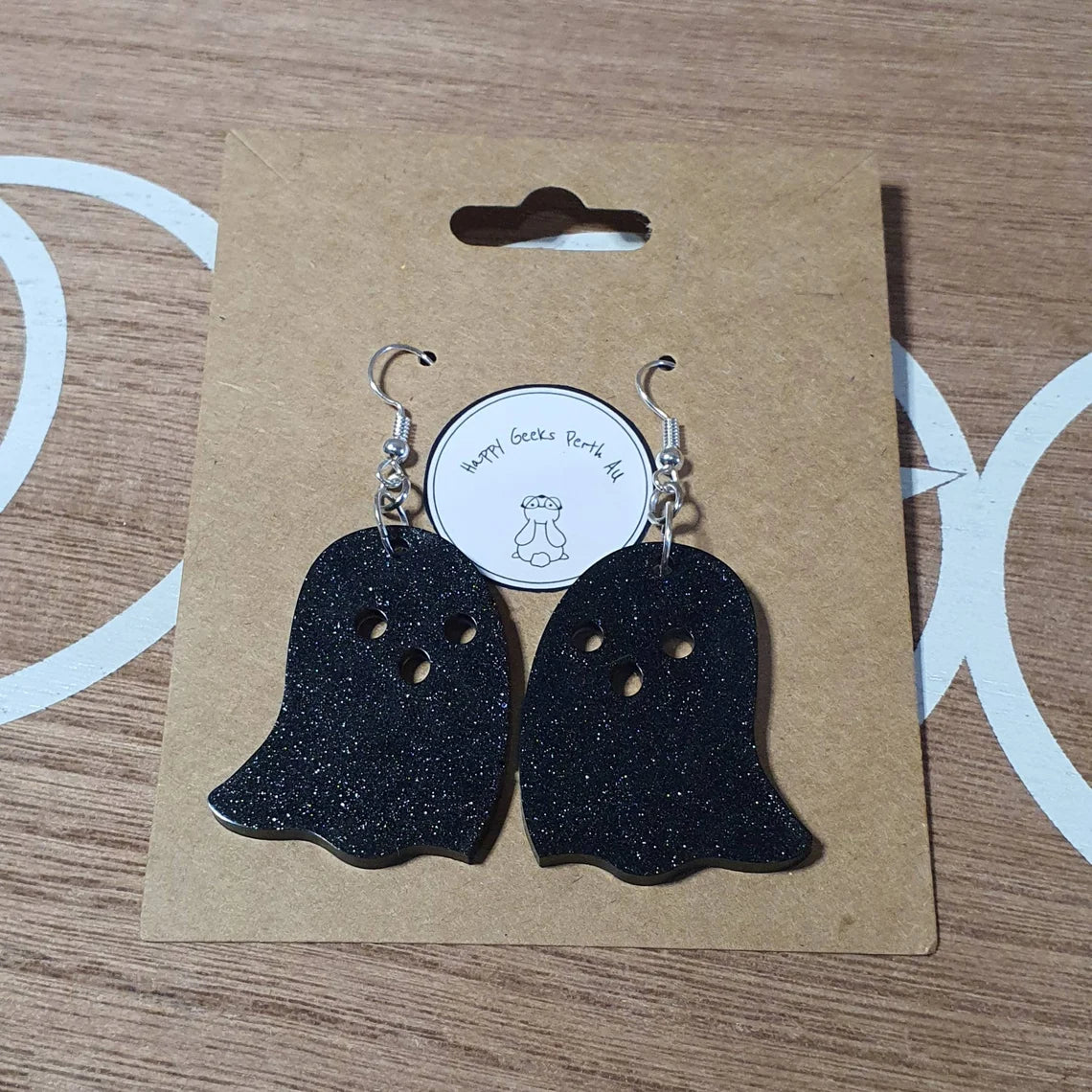 Glitter Ghost Earrings. Large Ghost Design Dangle Earrings.