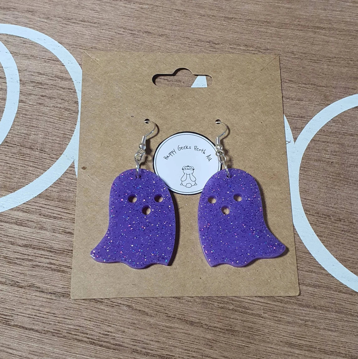 Glitter Ghost Earrings. Large Ghost Design Dangle Earrings.