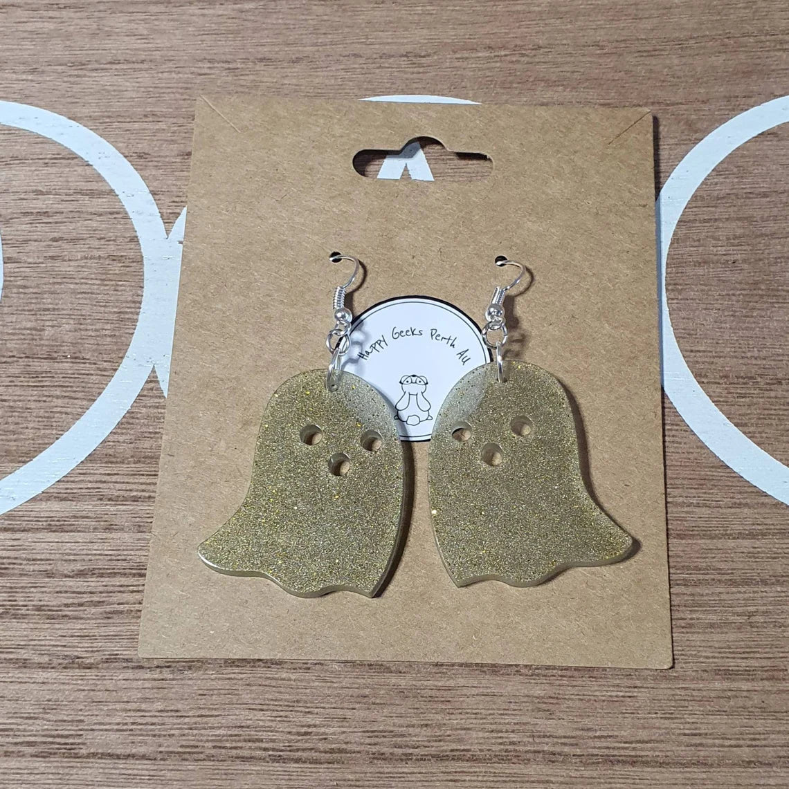 Glitter Ghost Earrings. Large Ghost Design Dangle Earrings.