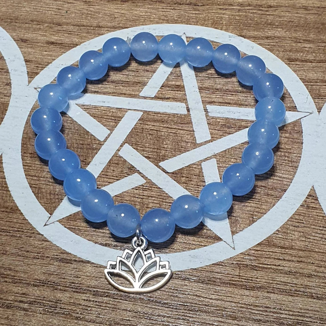 Dyed Chalcedony Beaded Bracelets with Lotus Charms. *Comes in Assorted Colours*