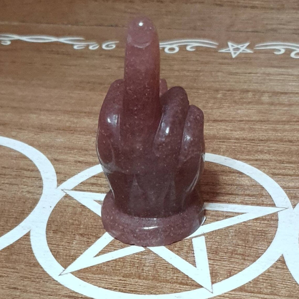 Flipping the Bird. Crystal Carving Rude Finger Hands. *Comes in Assorted Materials*