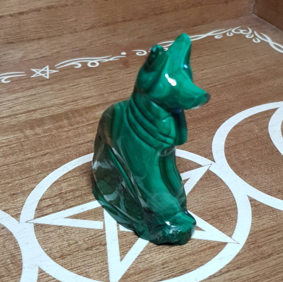 Egyptian Style Dog Malachite Carving