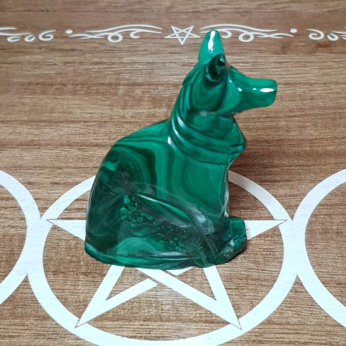 Egyptian Style Dog Malachite Carving