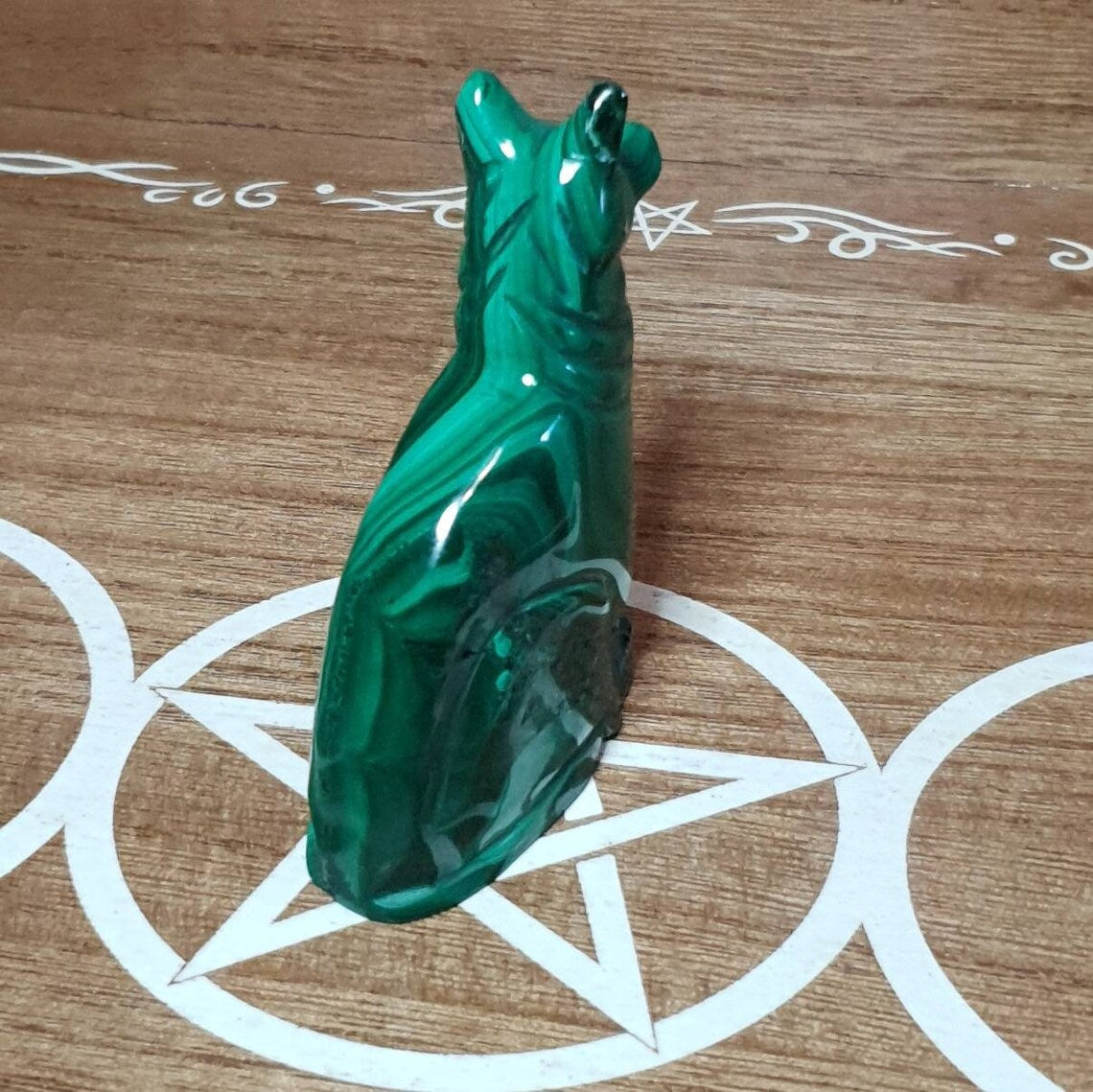 Egyptian Style Dog Malachite Carving