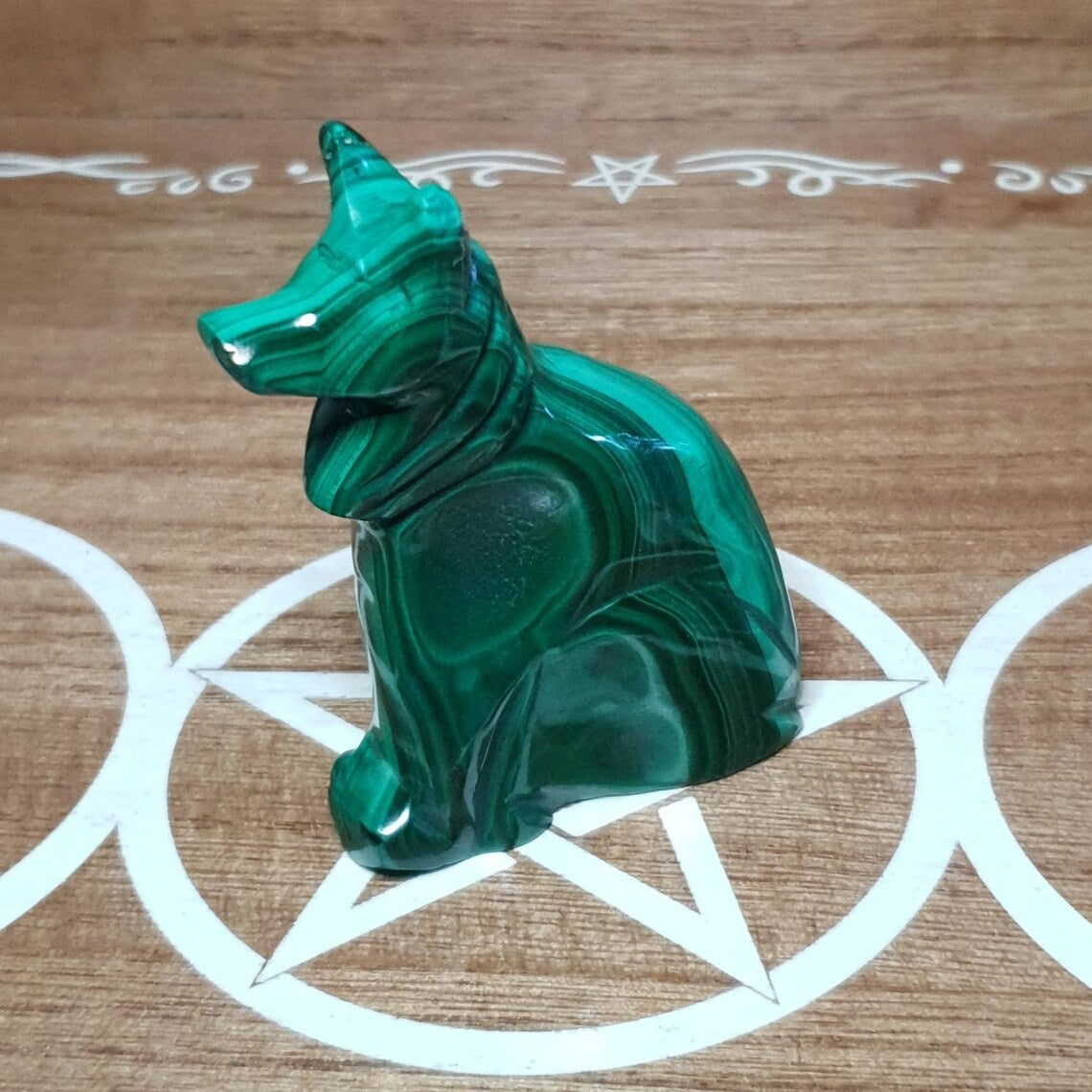 Egyptian Style Dog Malachite Carving