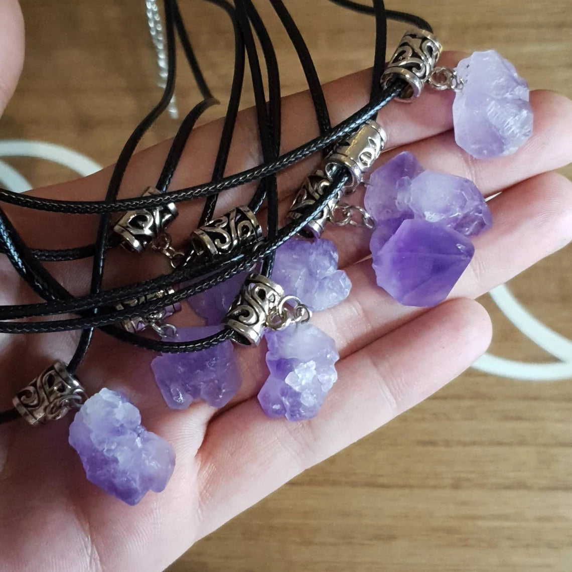 Raw Popcorn Amethyst Necklace.