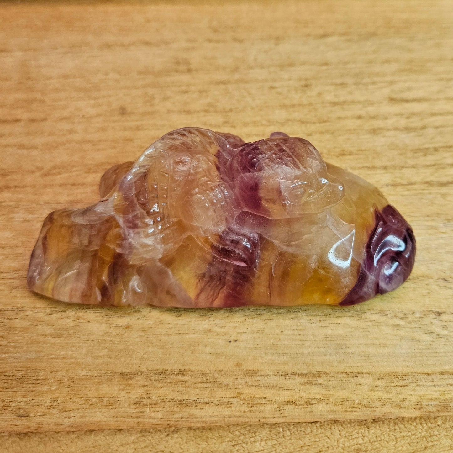 Candy Fluorite Lizard Carving.