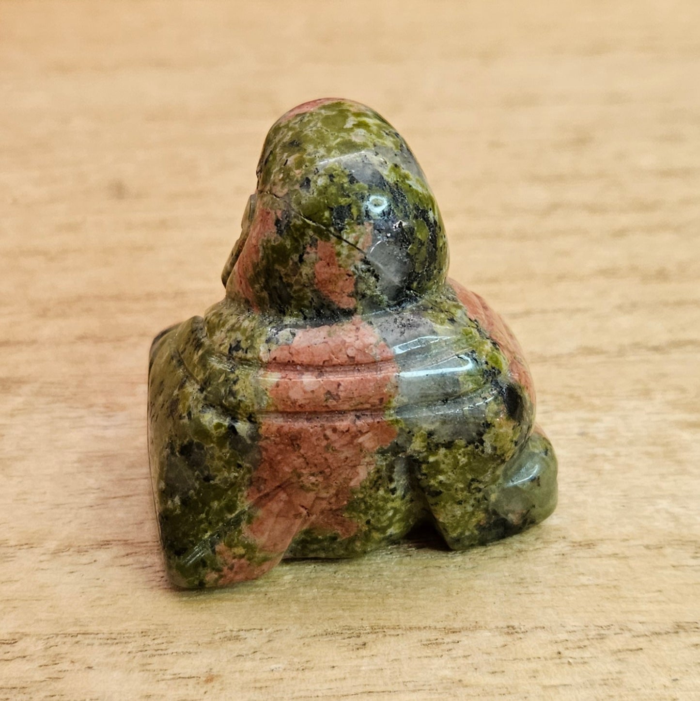 Unakite Laughing Buddha Carving.