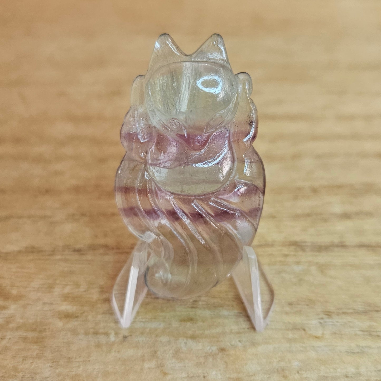 Fluorite Ninetail Fox Flat Carving.