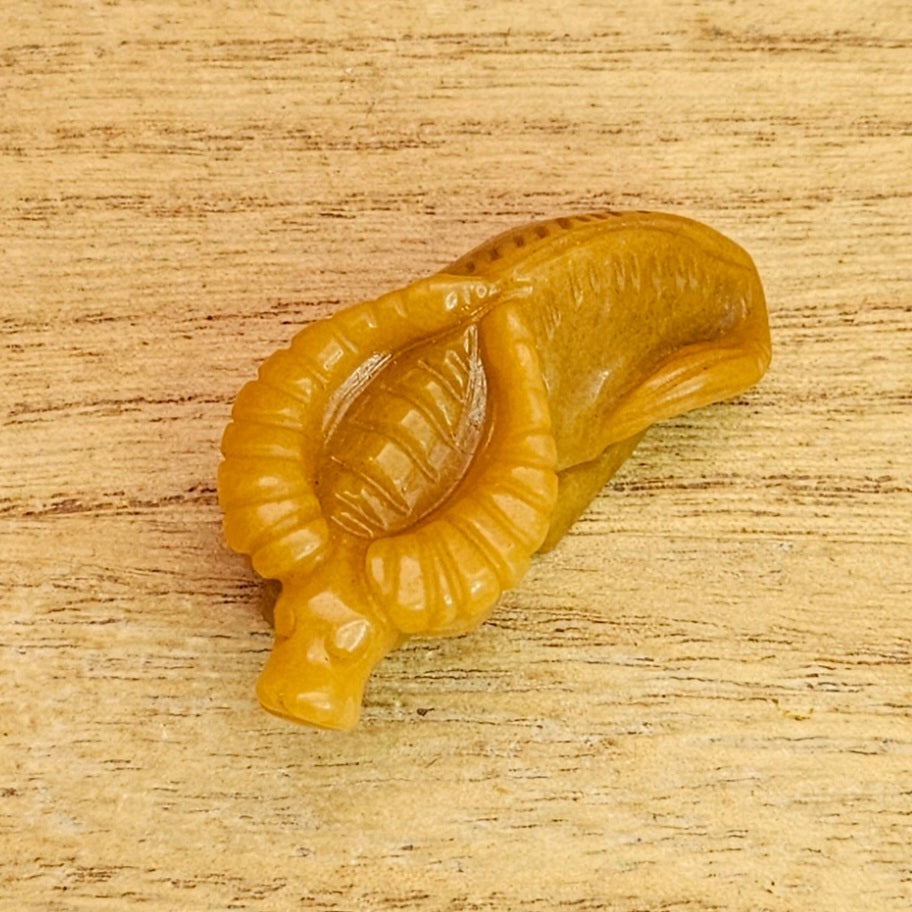 Yellow Jade Bull Hand Carving.