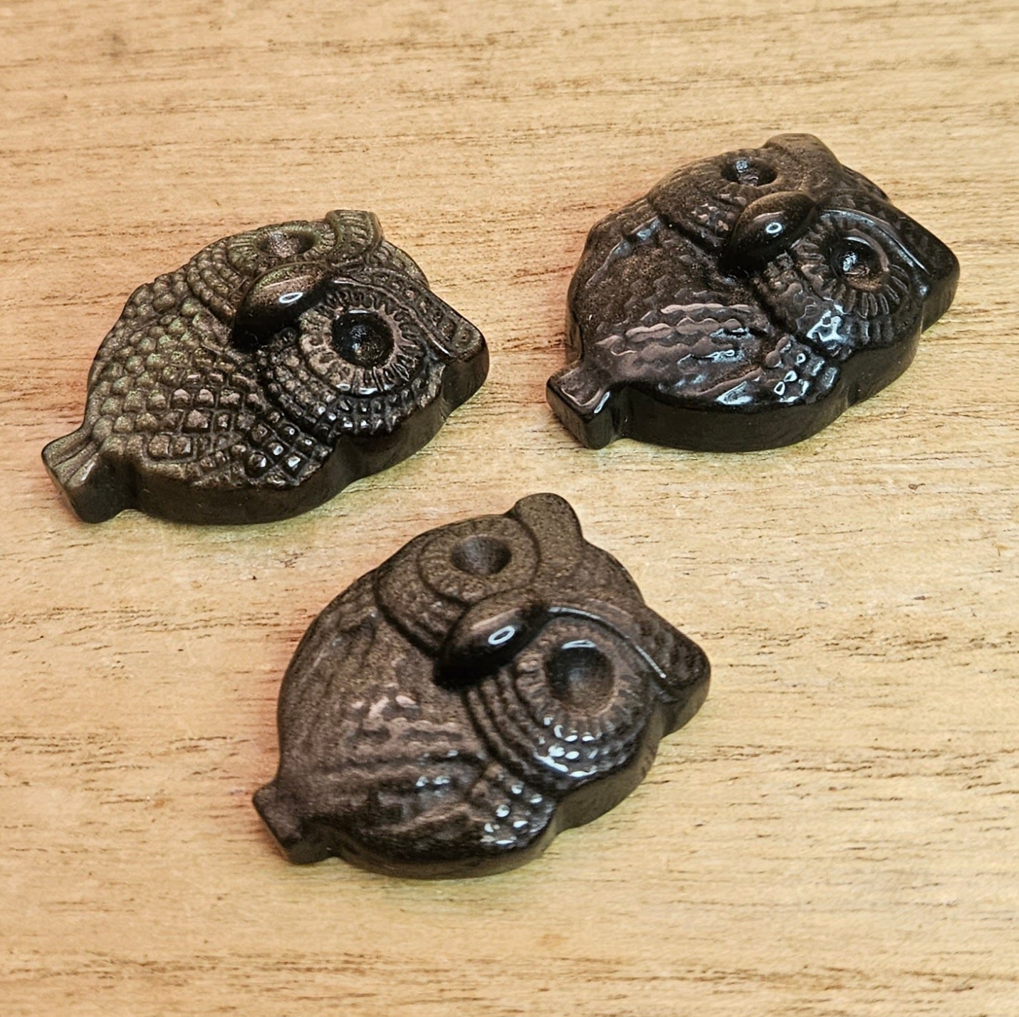 Gold Sheen Obsidian Owl Flat Carving. *Sold Separately*