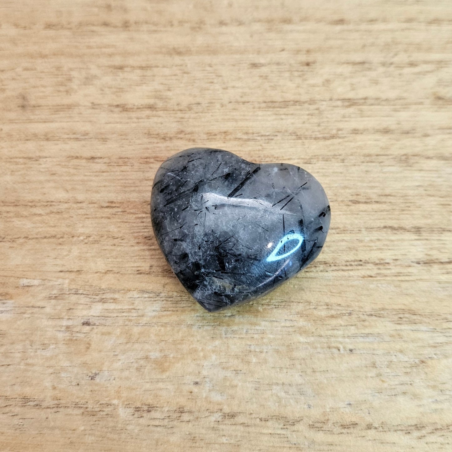 Black Rutilated Quartz Puffy Heart Carving.