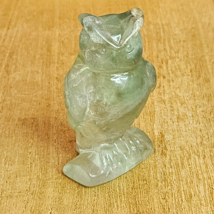 Green Fluorite Owl Carving.