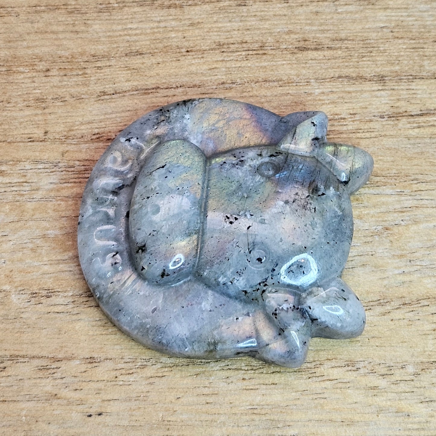 Sunset Labradorite Taurus Bull Flat Carving.