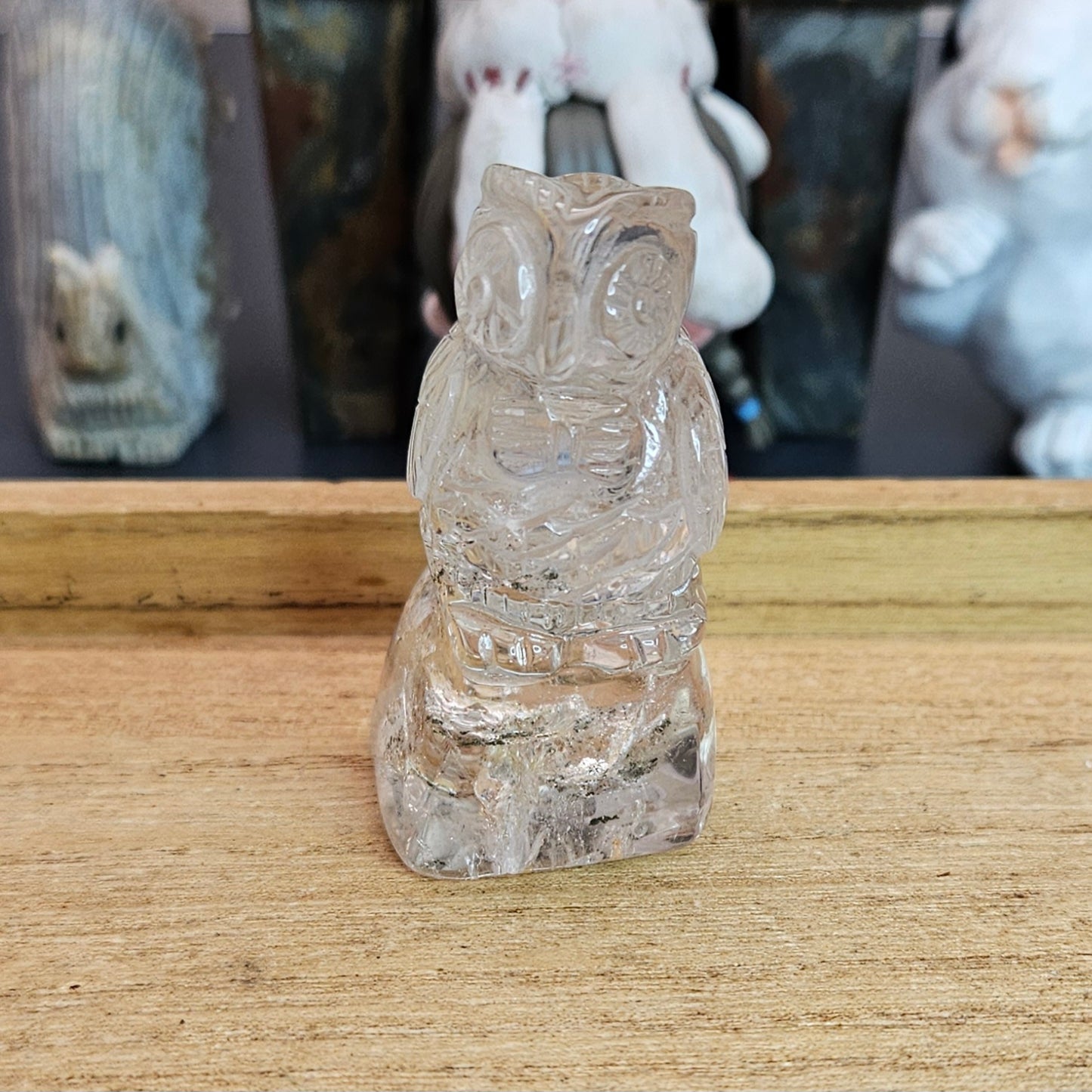 Garden Quartz Owl Hand Carving.