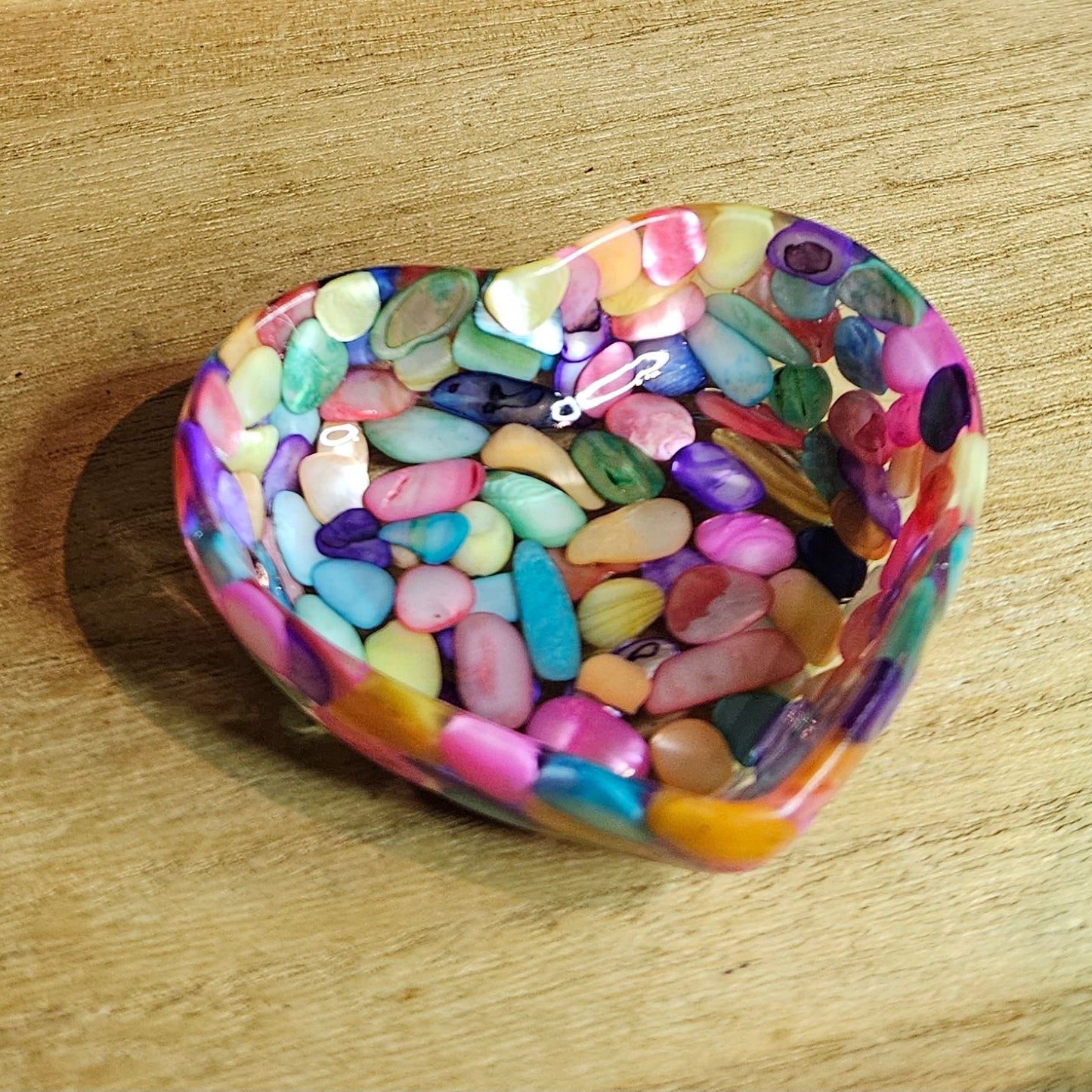 Rainbow Shell Heart Trinket Dish.