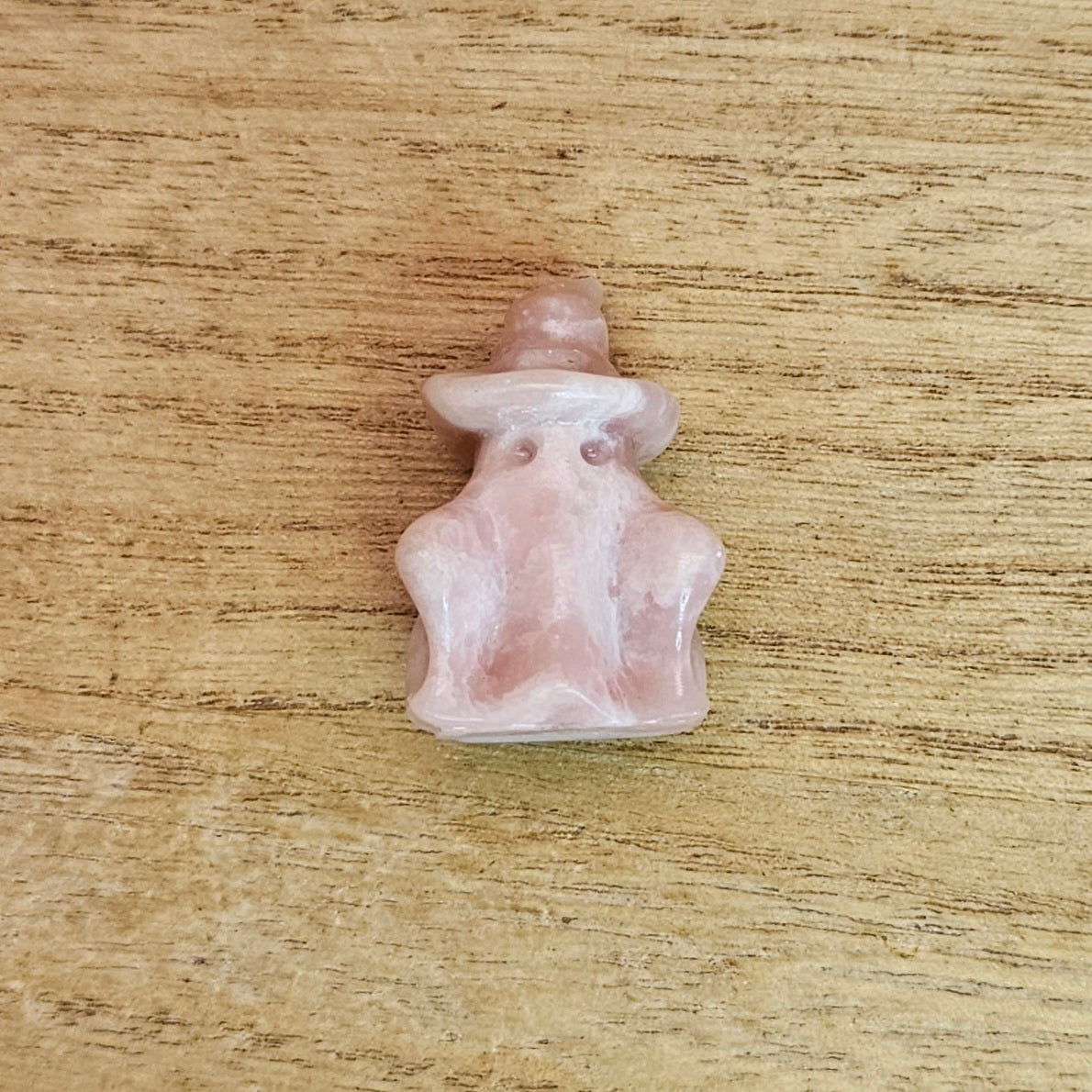 Pink Opal Witch Ghost Carving.