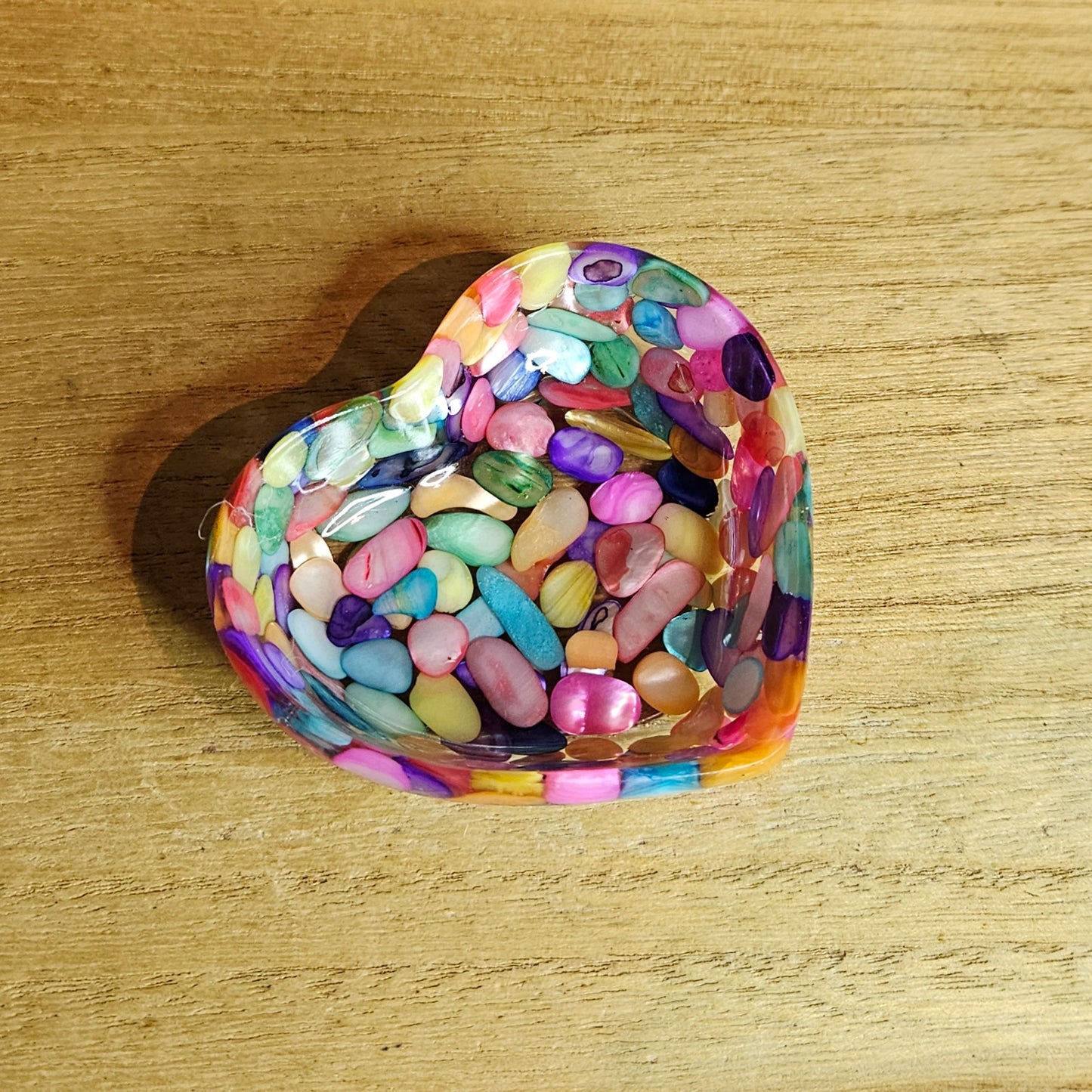 Rainbow Shell Heart Trinket Dish.