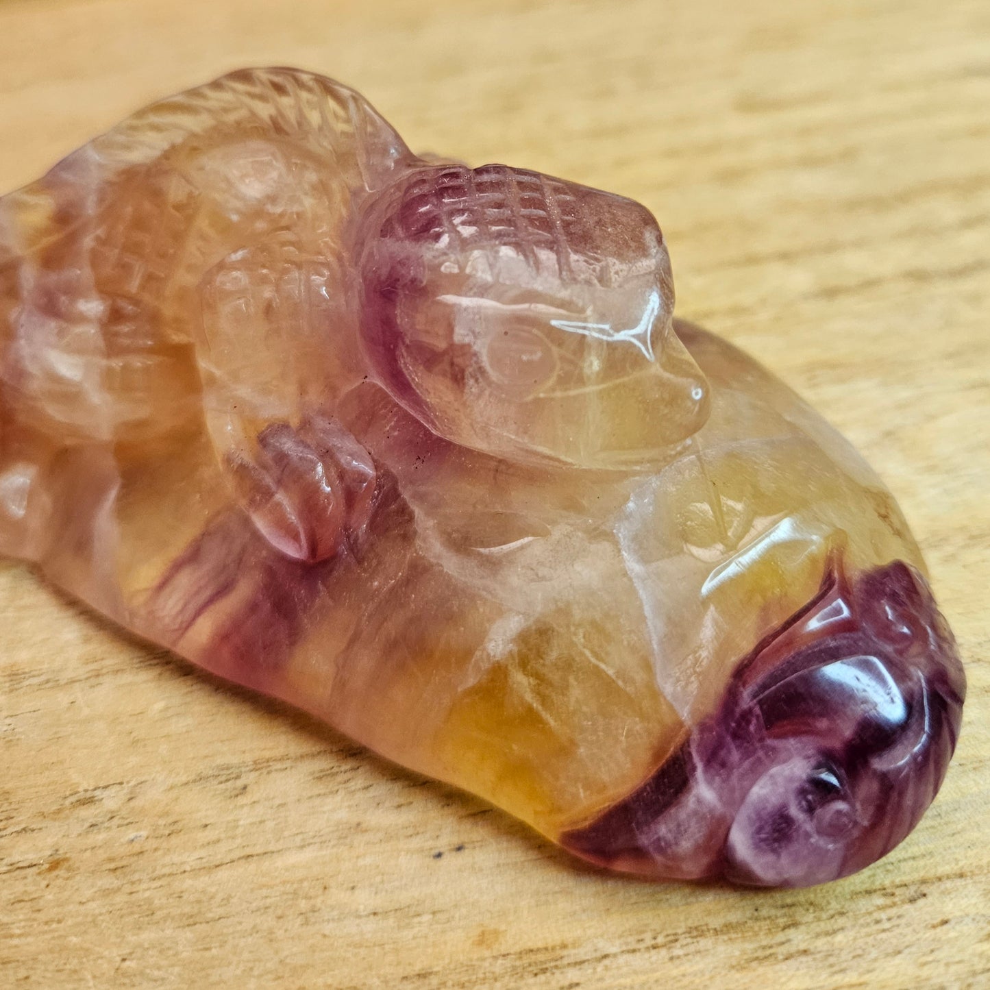 Candy Fluorite Lizard Carving.