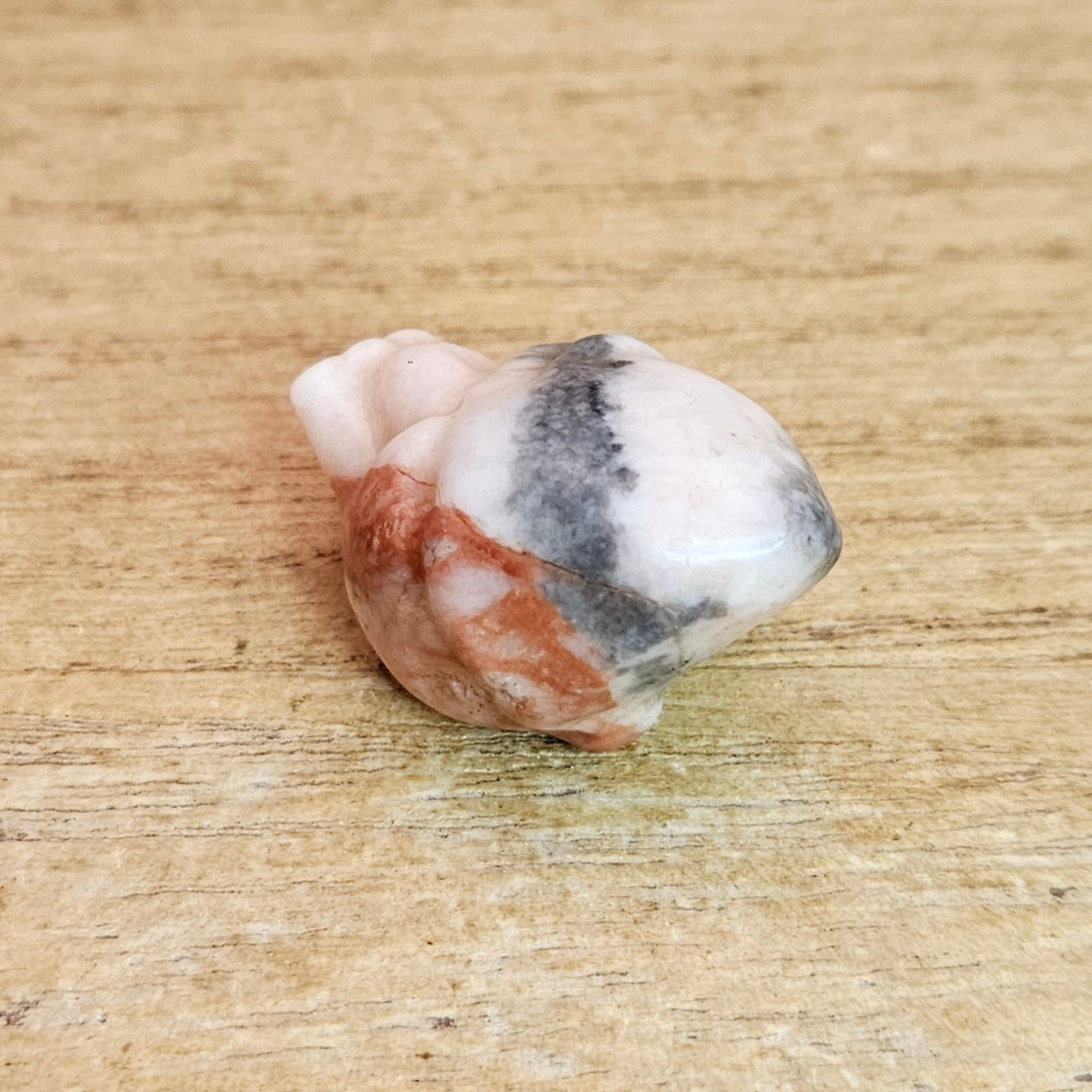 Pink Zebra Jasper Anatomical Heart Carving.