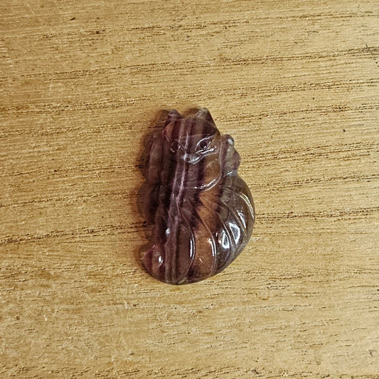 Candy Fluorite Ninetail Fox Flat Carving.