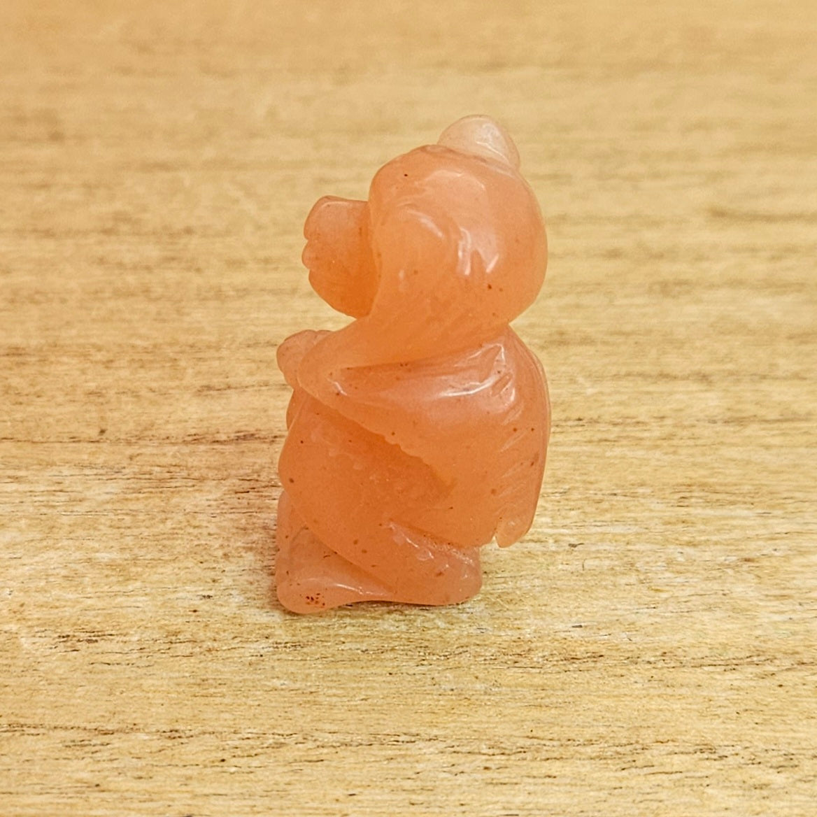 Peach Aventurine Monkey Hand Carving.