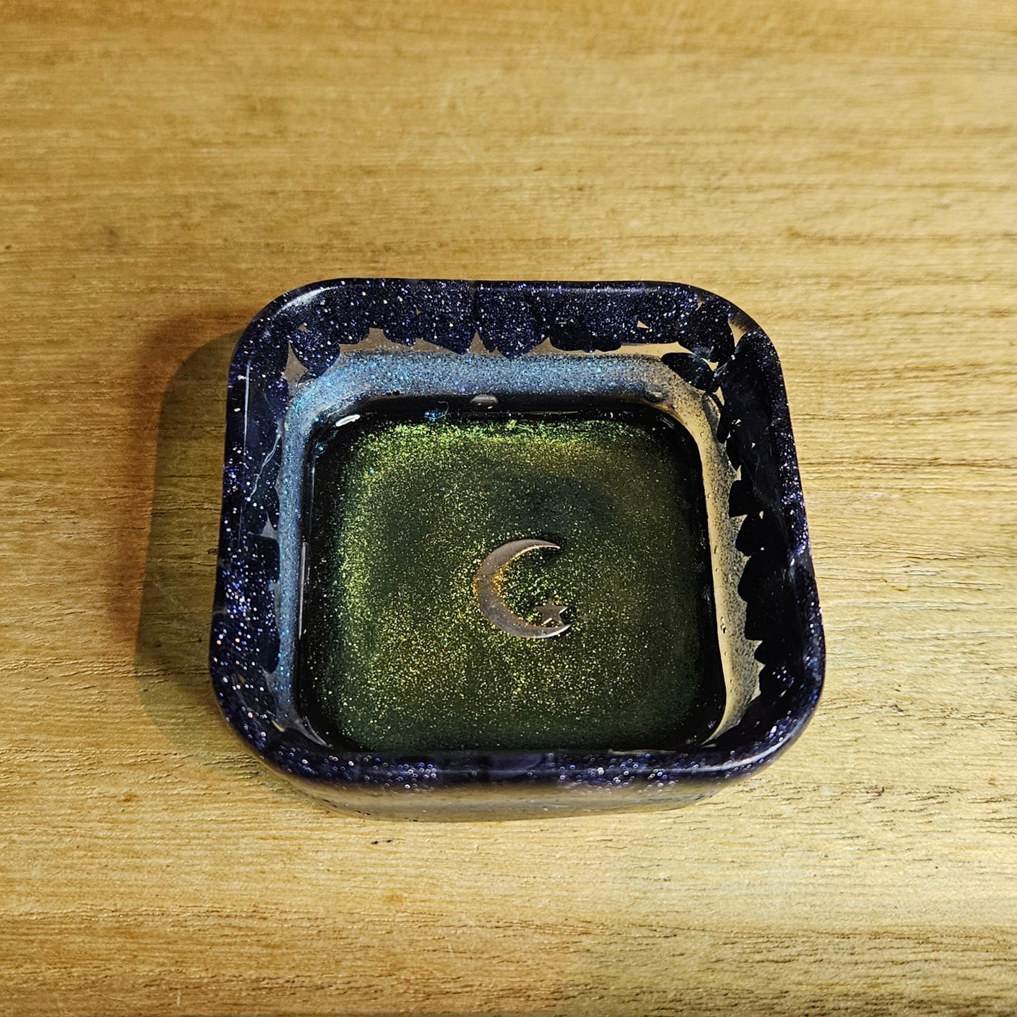 Blue Sandstone Crescent Moon and Star Trinket Dish.