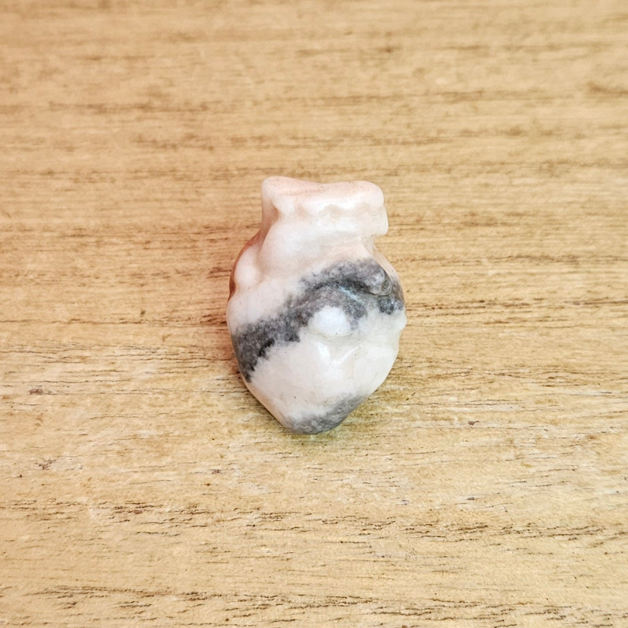 Pink Zebra Jasper Anatomical Heart Carving.