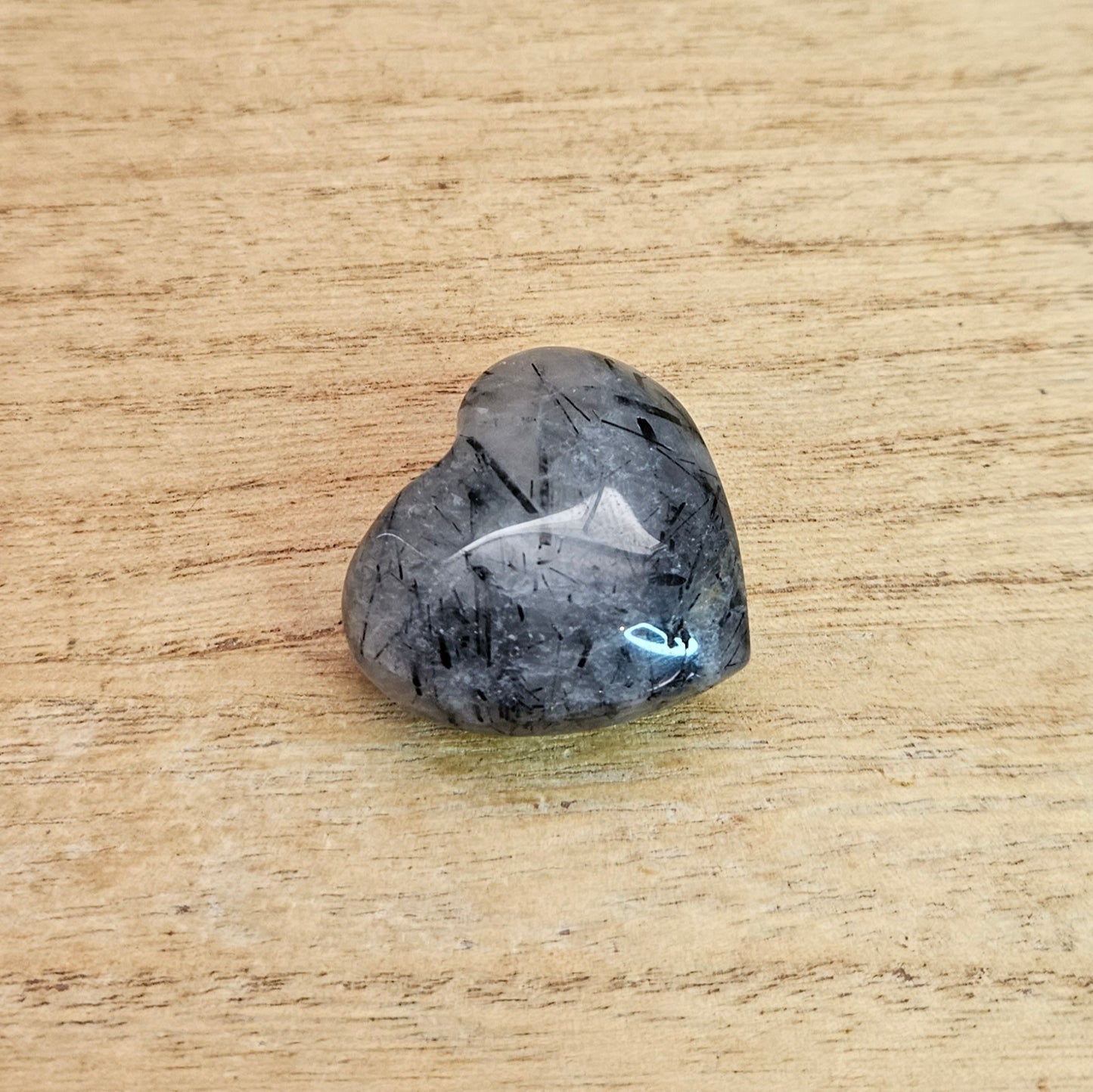 Black Rutilated Quartz Puffy Heart Carving.