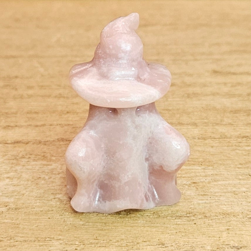 Pink Opal Witch Ghost Carving.