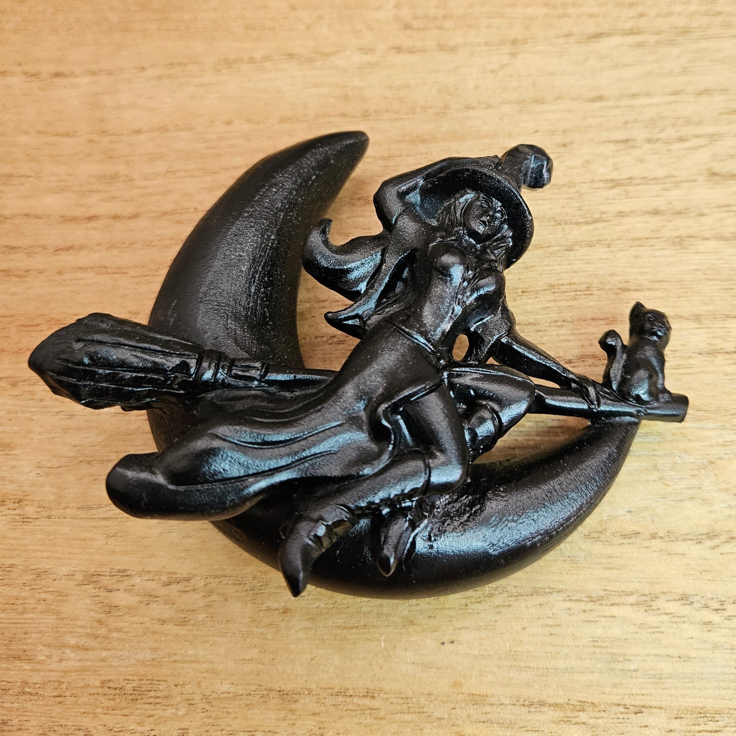 Obsidian Witch Moon Carving. *Comes with Stand*.