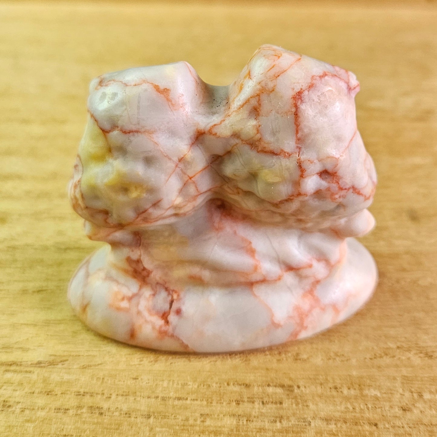 Red Vein Jasper Double Owl Carving.