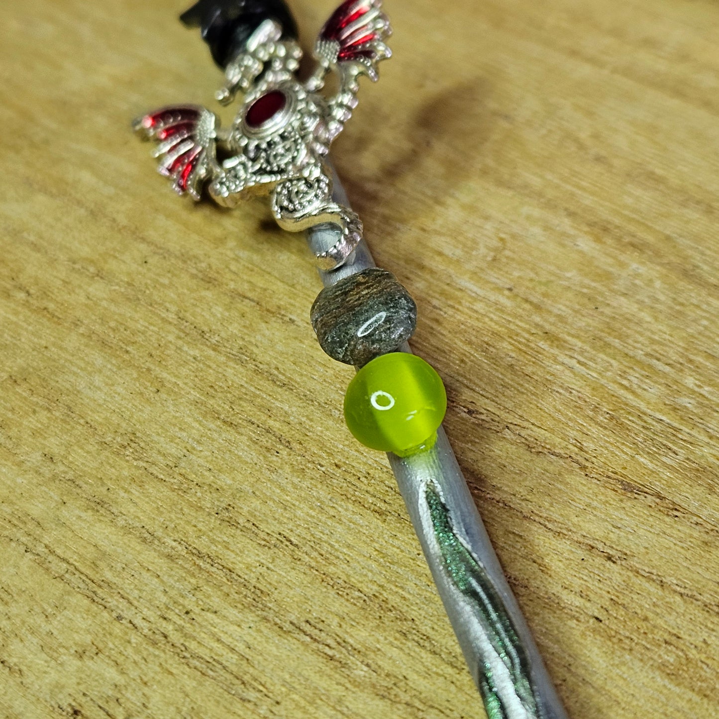 Silver Dragon Star Wand. Dragon's Blood Stone.