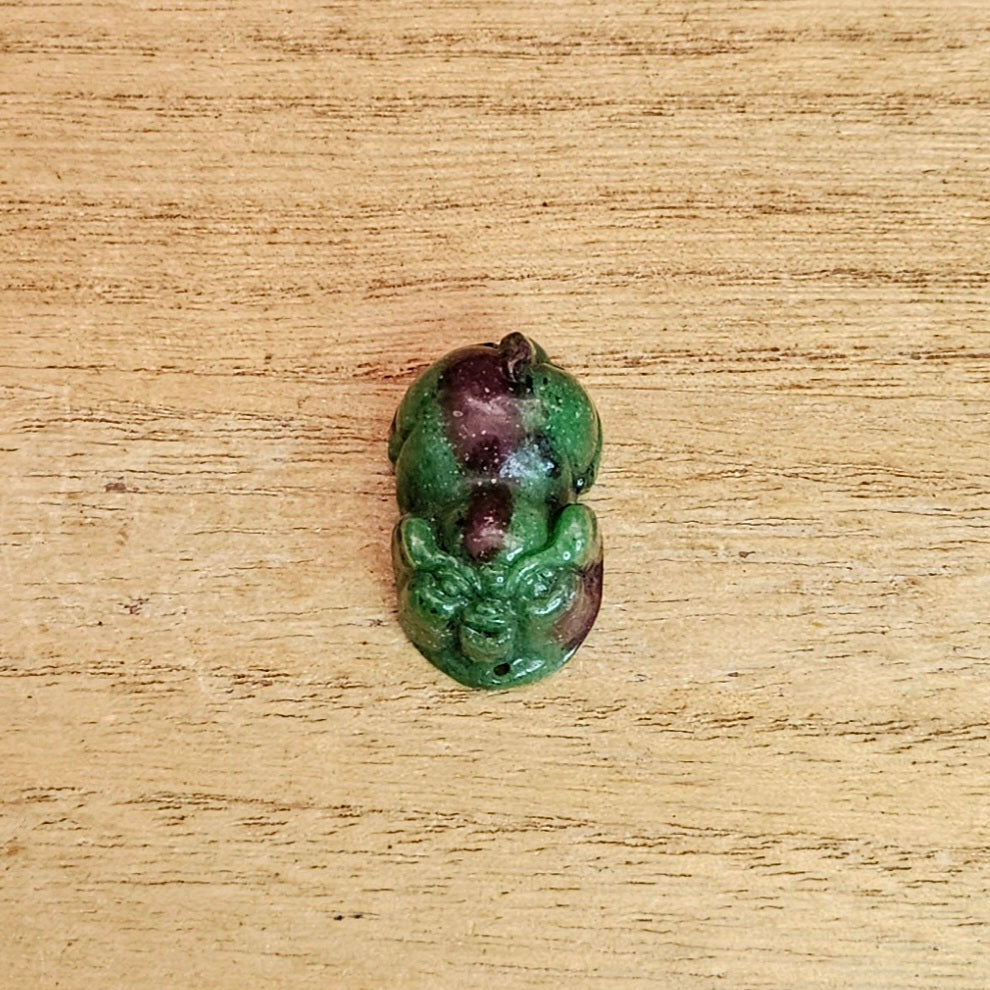 Ruby Zoizite Lucky Pig Hand Carving.