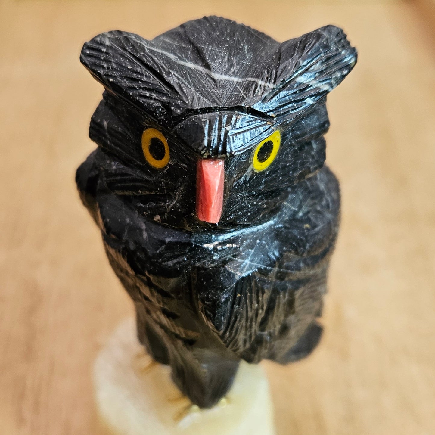 Black Marble Owl Carving.