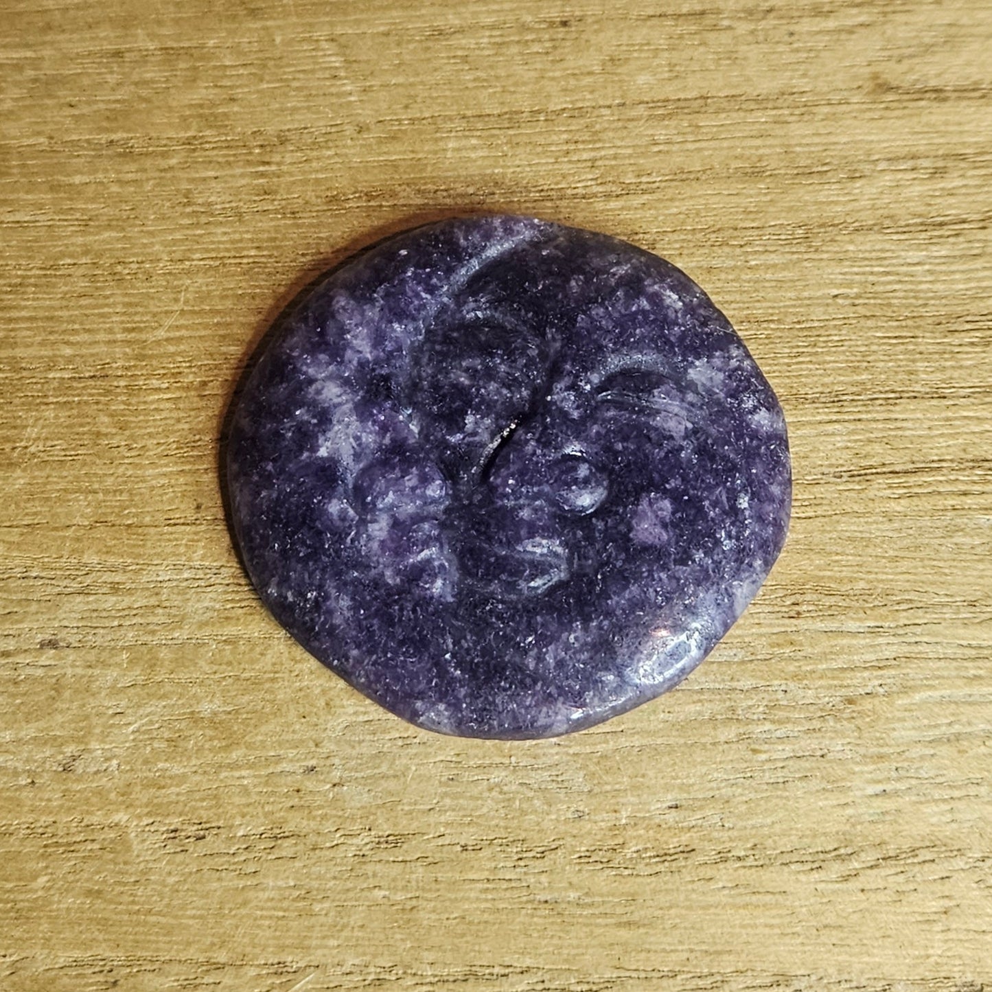 Lepidolite Moon and Sun Flat Carving.