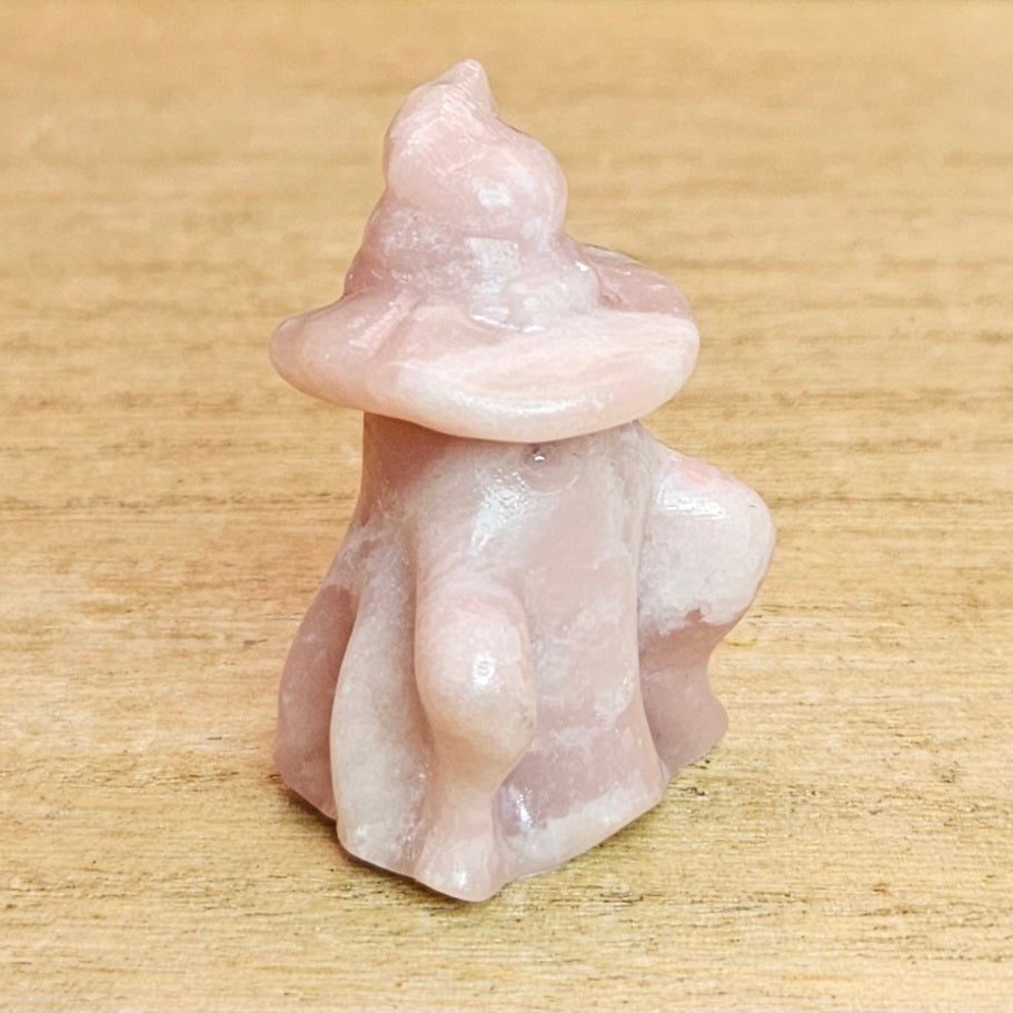Pink Opal Witch Ghost Carving.