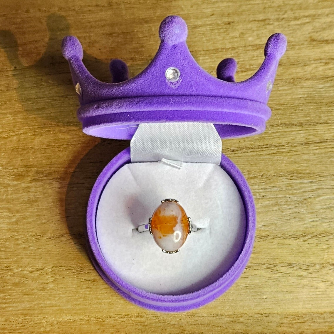 Cherry Blossom Agate Adjustable Ring.