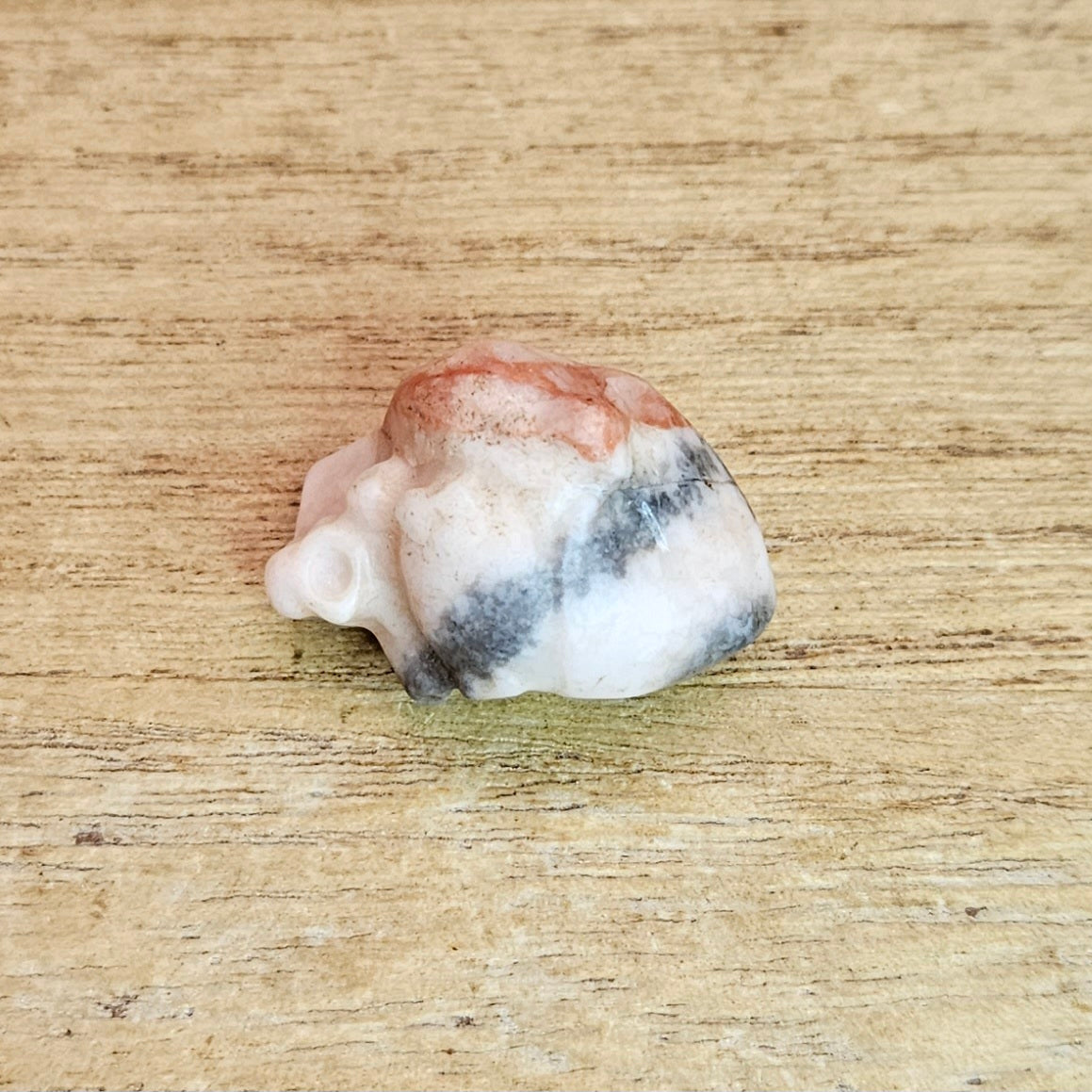 Pink Zebra Jasper Anatomical Heart Carving.