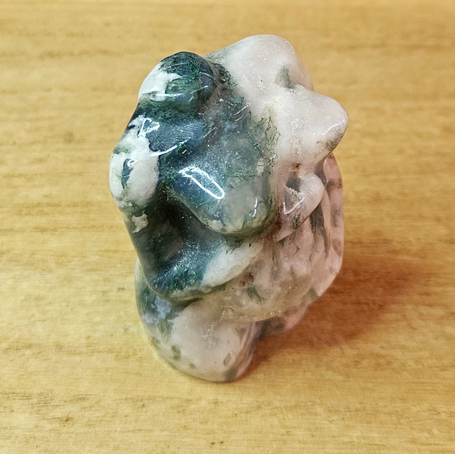 Moss Agate Pregnant Lady Body Carving