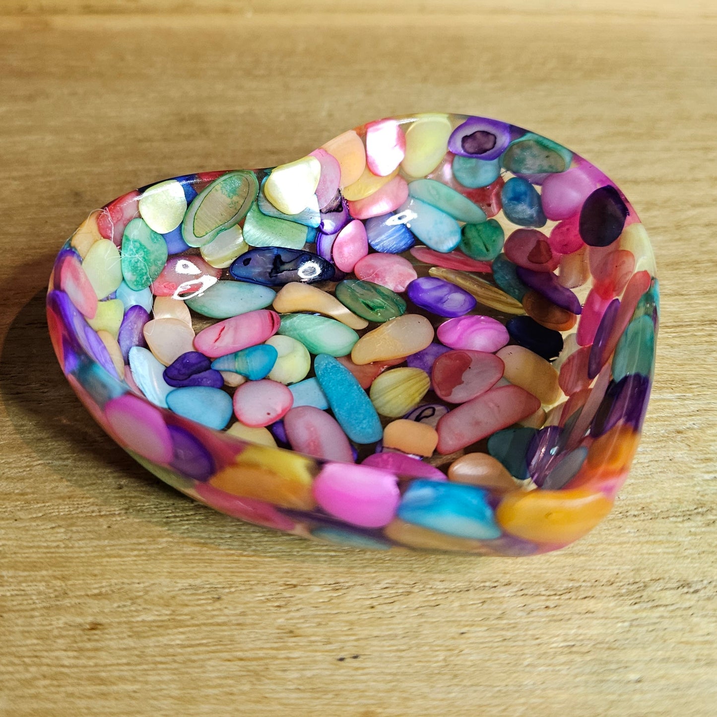 Rainbow Shell Heart Trinket Dish.