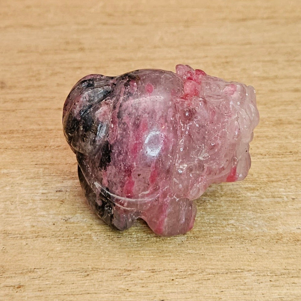 Ice Rhodanite LongGui Carving.
