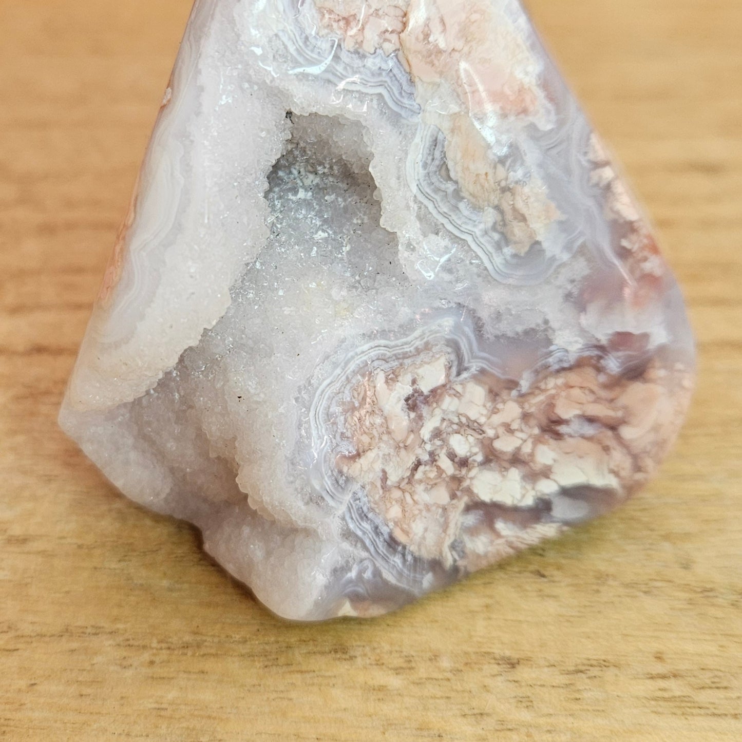 Pink Cotton Candy Agate Druzy Flame.