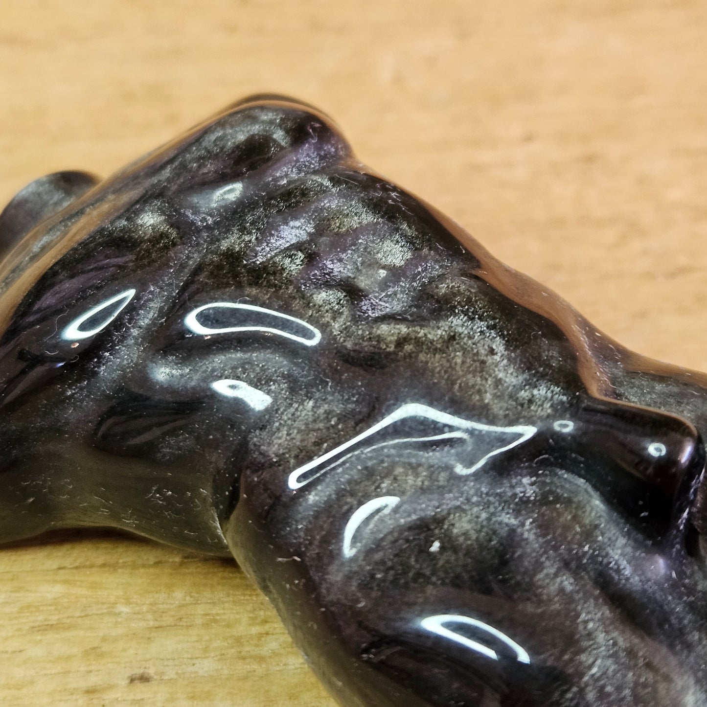 Silver Sheen Obsidian Male Body Carving.